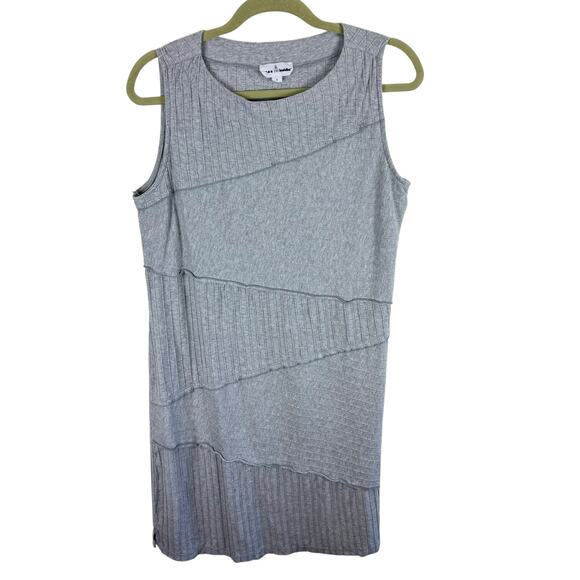 Neon Buddha Gray 100% Cotton Pullover Sleeveless Knee Length Knit Shift Dress L - Picture 1 of 7